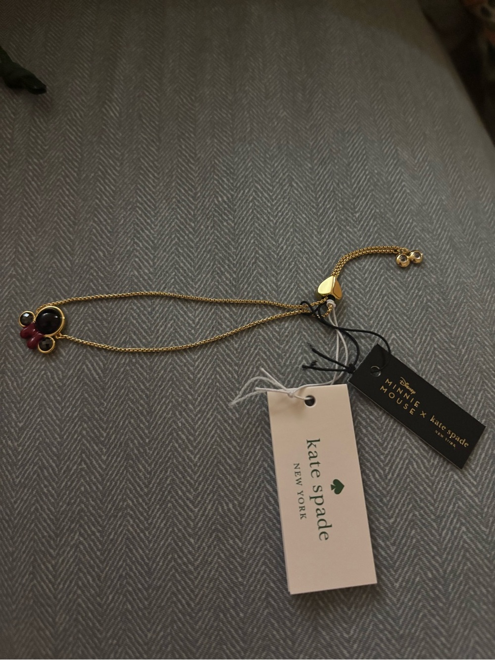 kate spade Gold-tone Minnie Mouse Pendant bracelet with Black and Red Accents